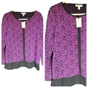 NWT Dana Buchman Ladies Bold Purple Long Sleeve Pullover Sweater SZ Small